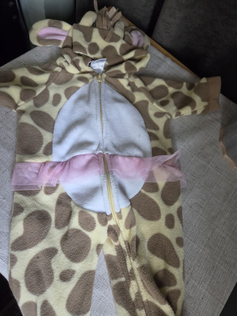 Baby Giraffe Fleece Onesie with Pink Tutu